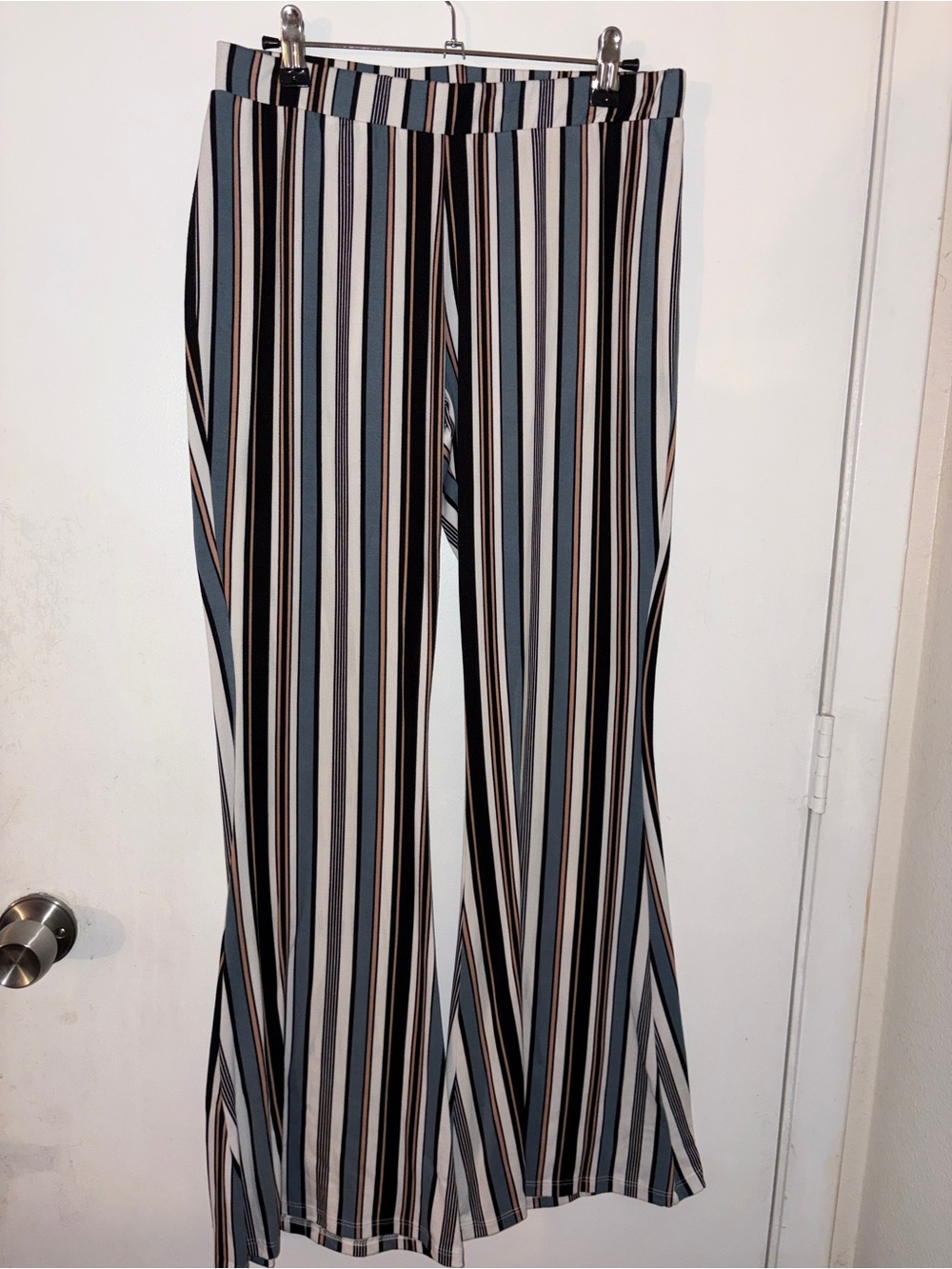 Altar'd State Vertical Stripe Wide-Leg Pants in Blue, Black & White
